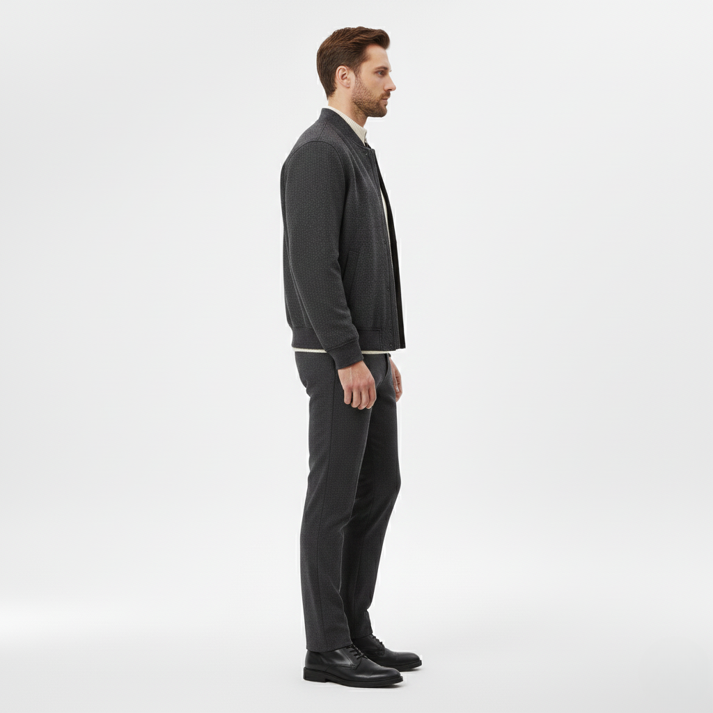 Men's Textured Bomber Jacket