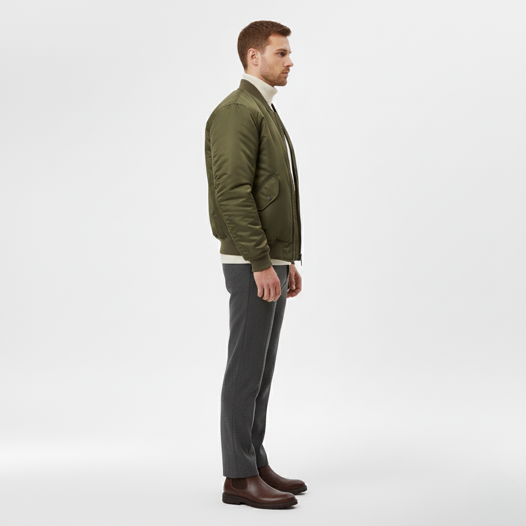 Men's Ribbed-Trim Bomber Jacket