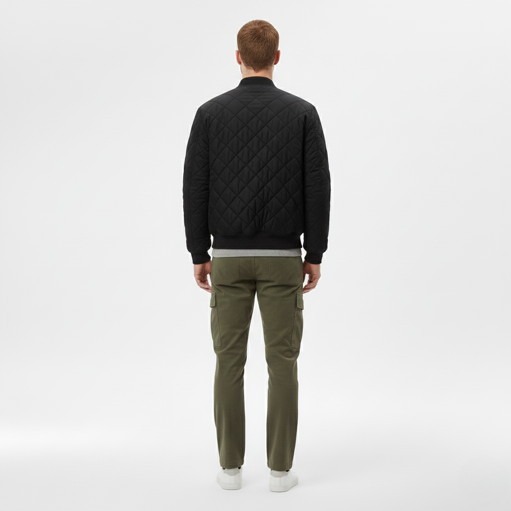 Men's Quilted Ribbed-Trim Bomber Jacket