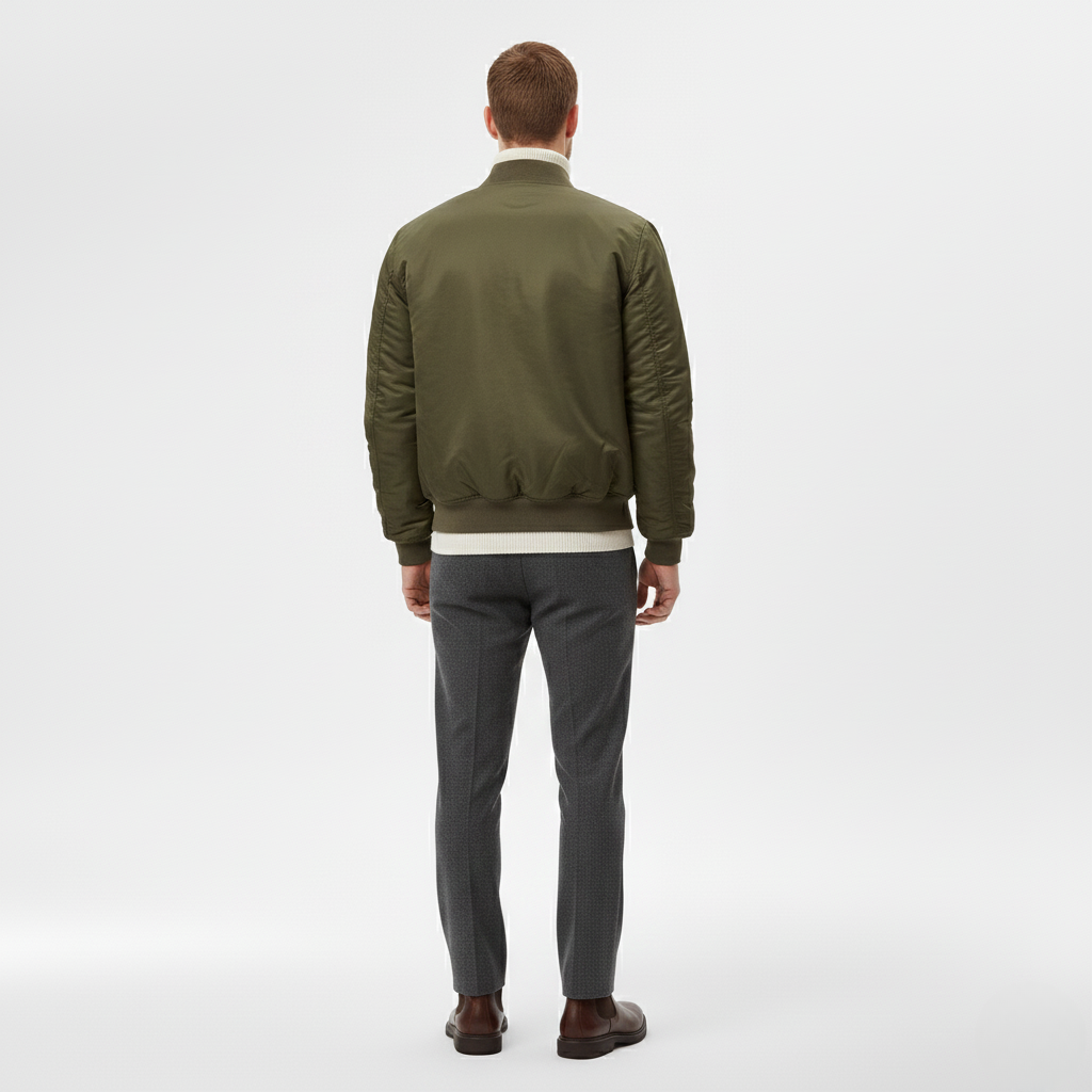 Men's Ribbed-Trim Bomber Jacket
