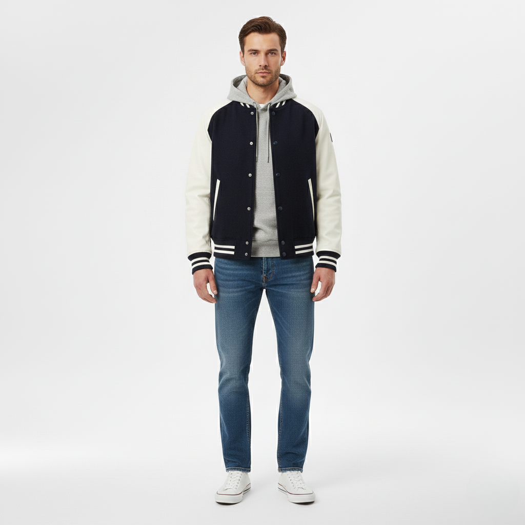 Men's Snap-Front Varsity Jacket