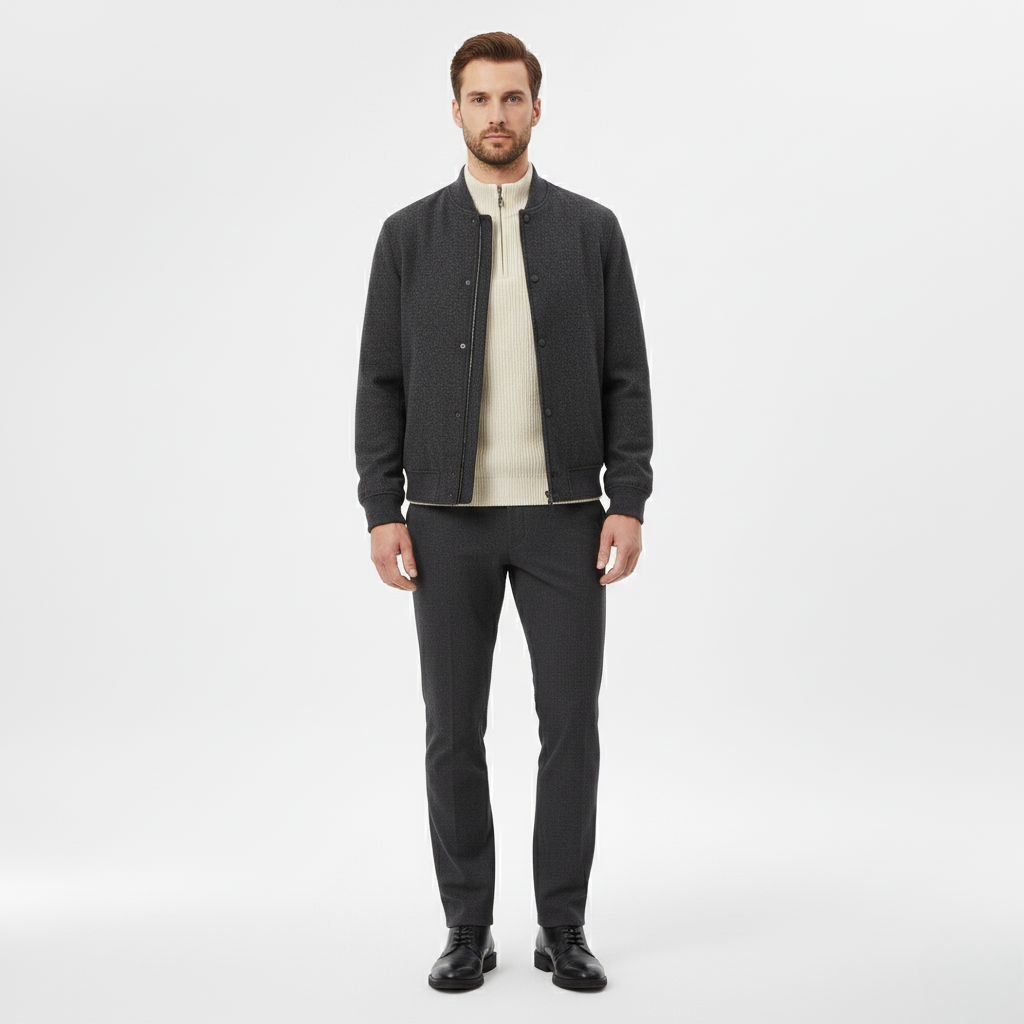 Men's Textured Bomber Jacket
